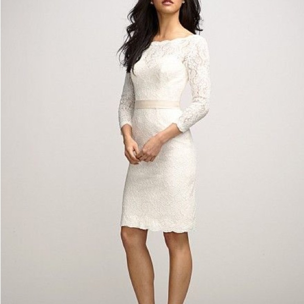 Watters Encore Ivory Lace Long Sleeve Dress